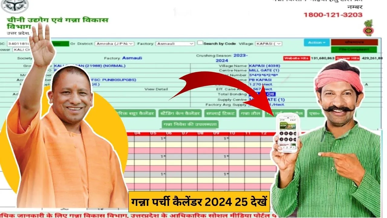 उत्तर प्रदेश गन्ना पर्ची कैलेंडर देखें 2024-25 cane up.in cane up